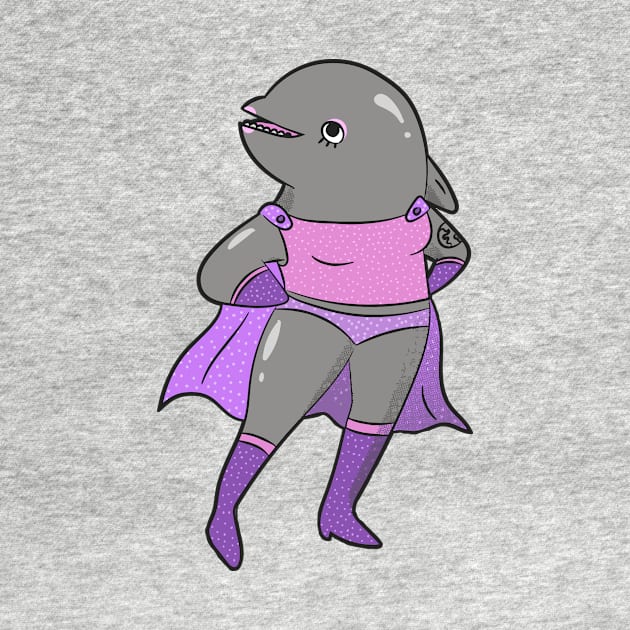 Funny Dolphin Luchador Wrestler Sketch Drawing by SLAG_Creative